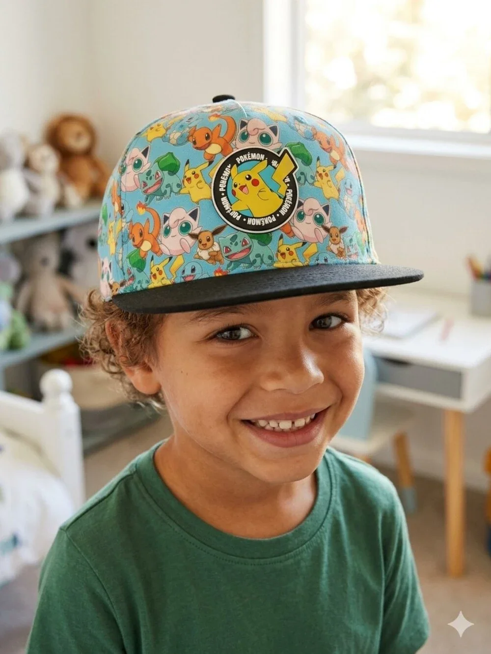 🛍Pokemon Youth Size OSFM Snapback Hat Character All Over Black Bill Cap 2024
